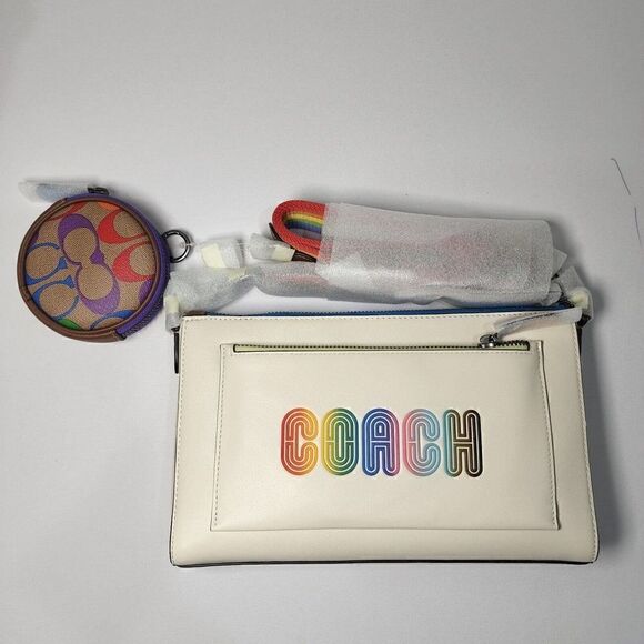 NWT Coach C9854 Holden Crossbody Rainbow Coach Gunmetal Chalk Multi Pride - Picture 1 of 10